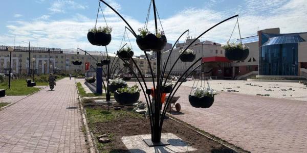 Фотофакт: на площади Орджоникидзе появились цветочные фонтаны