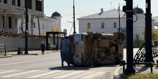 Момент переворота автомобиля на пр. Ленина попал на видео