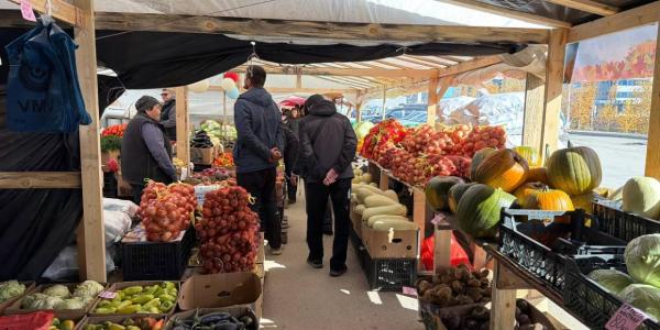 Обзор цен на ярмарке местной продукции на Комсомольской площади